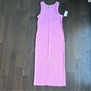 Pink Sleeveless Dress with Grommets